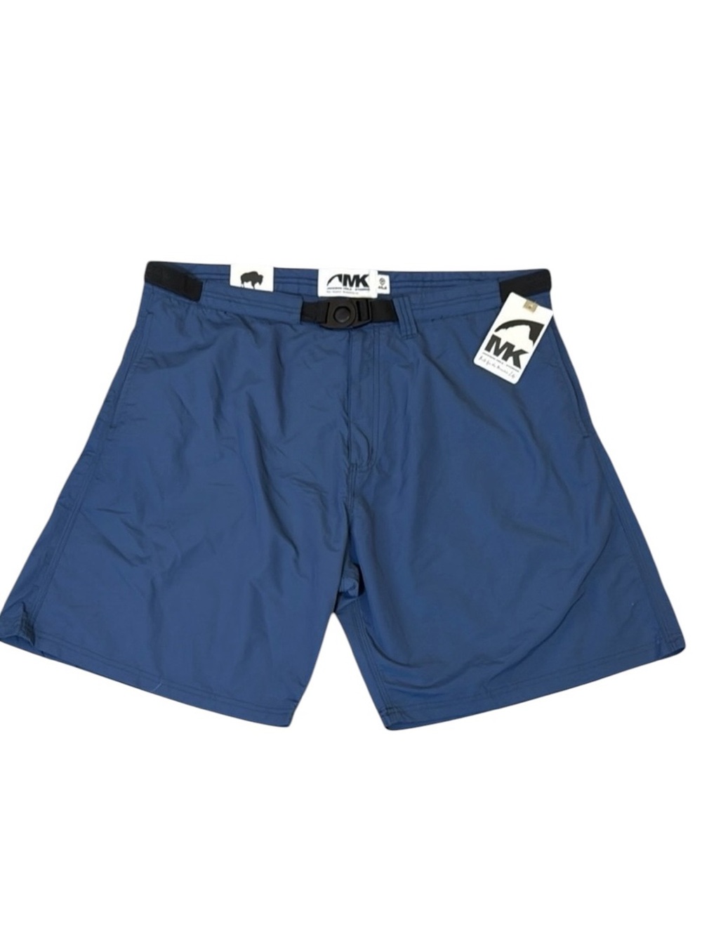 Mountain Khakis NWT Mens 8” Flat Front Trail Shorts 40 Blue Nylon Belted Hiking